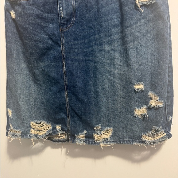 Zara Distressed Asymmetrical Waist Denim Mini Skirt Blue - Picture 6 of 10